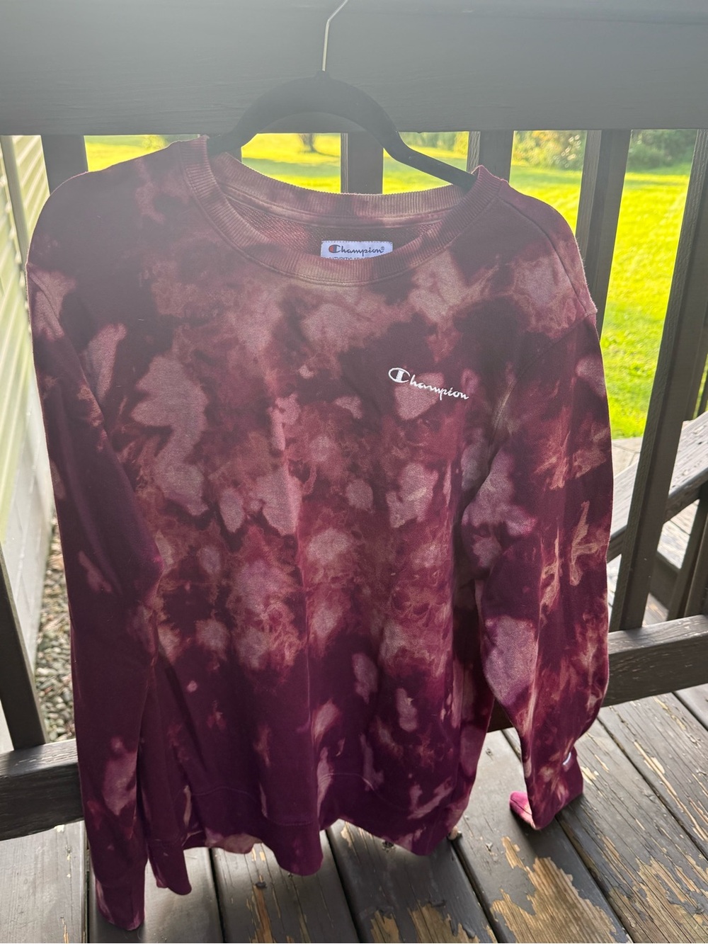 Champion Tie-Dye Crewneck Sweatshirt - Burgundy & Mauve